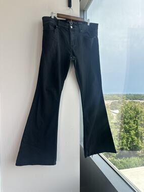 Vintage Lip Service Against Society Black Wide Bootcut Flare Jeans 38
